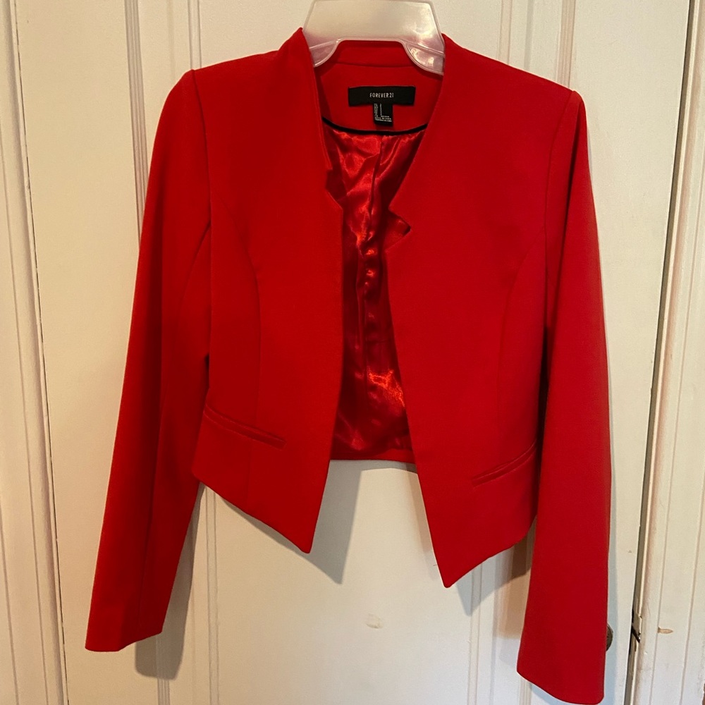Forever 21 RED tailored jacket SMALL Christmas